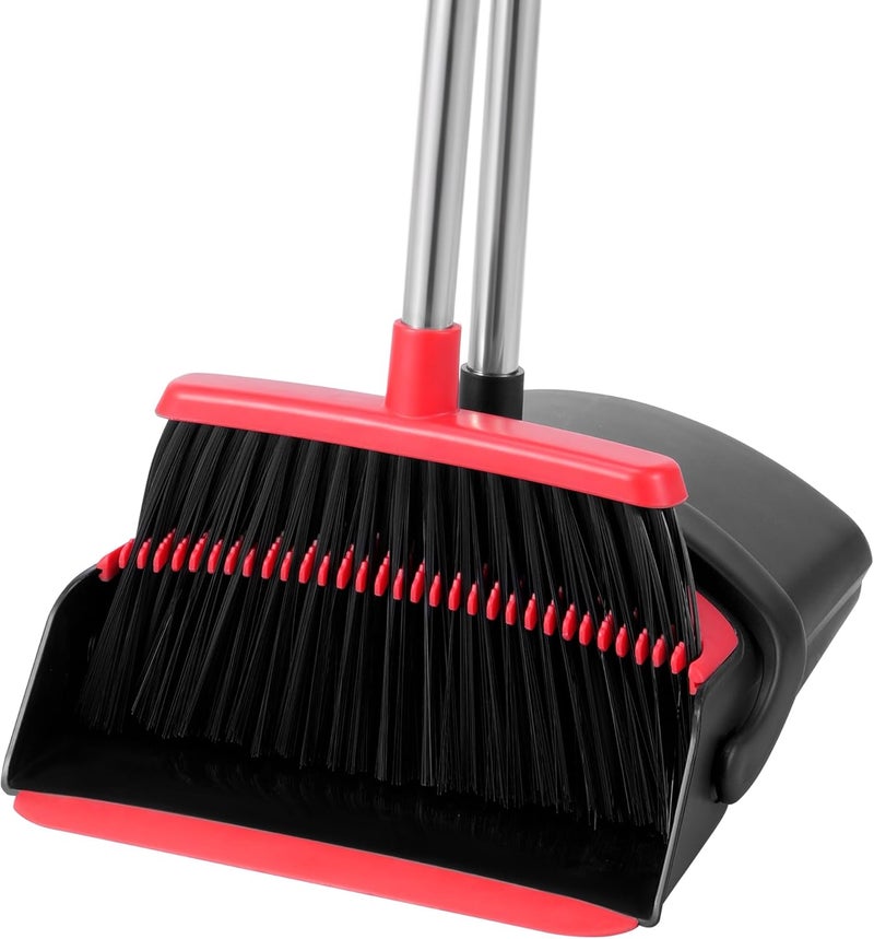 BSKLIN Broom and Dustpan Set for Home,52-in Long Adjustable Handle Angle Broom for Sweeping Indoor Dustpan Teeth to Clean Pet Hair Suitable for Home Kitchen Office - Image 1